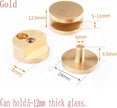 Mirror Clips, Thickened Brass Mirror Floating Glass Clip - Round Wall Mounted Mirrors Bracket/Clip -Bathroom Mirrors Supporting Sheet Mirror Fixed Fitting Gold - (4 Pcs)