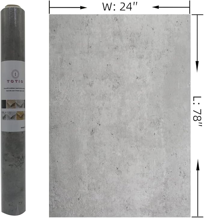 TOTIO Gray Concrete Wallpaper Matte Thick Textured Grey Cement Contact Paper Peel Stick Countertop Cover Removable Waterproof Adhesive Furniture Stickers Industrial Style Vinyl Wall Paper 24x78 inch