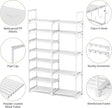 ROJASOP White Shoe Rack, Tall Metal Shoe Rack Organizer for Entryway Closet Garage, 8 Tier Large Shoe Shelf for 26-32 Pairs Boots & Shoes Storage, Space Saving Heavy Duty Shoe Stand