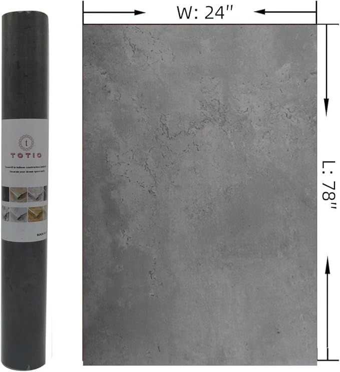 TOTIO Dark Gray Contact Paper Thick Matte Grey Concrete Cement Texture Wallpaper Peel Stick Countertop Paper Adhesive Vinyl Wall Stickers for Bedroom Living Room Modern Industrial Style 24x78inch