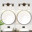 3-Light Bathroom Light Fixtures, Brown and Gold Bathroom Wall Lights, Modern Vanity Light with Clear Glass Shade, Bathroom Wall Lamp for Mirror Hallway Cabinet