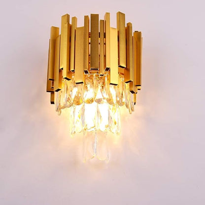 FRIXCHUR Gold Crystal Wall Light 3 Tiers Crystal Wall Sconce Lighting Led Wall Lamp Modern Wall Light Bedside Crystal Wall Lamp for Bedroom Bathroom Living Room Hallway Staircase 2X E12