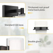 Kalium Wall Sconces Set of Two, Modern Vanity Lights with Double Clear Glass Shade Matte Black Indoor Farmhouse Wall Lights for Bathroom Living Room Bedroom Mirror Hallway Bulb E26 Base (2PCS)