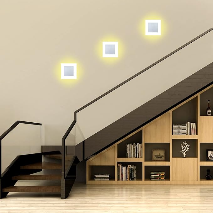 Kawell Modern 10W LED Wall Sconces Indoor LED Wall Light Square Acrylic LED Wall Lamp Minimalists LED Wall Light Sconce for Bedroom Living Room Stairwell Hallway Lounge, Warm White