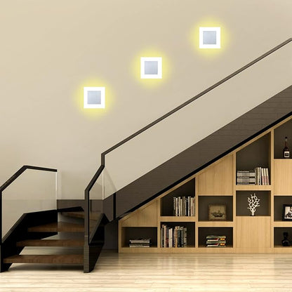 Kawell Modern 10W LED Wall Sconces Indoor LED Wall Light Square Acrylic LED Wall Lamp Minimalists LED Wall Light Sconce for Bedroom Living Room Stairwell Hallway Lounge, Warm White