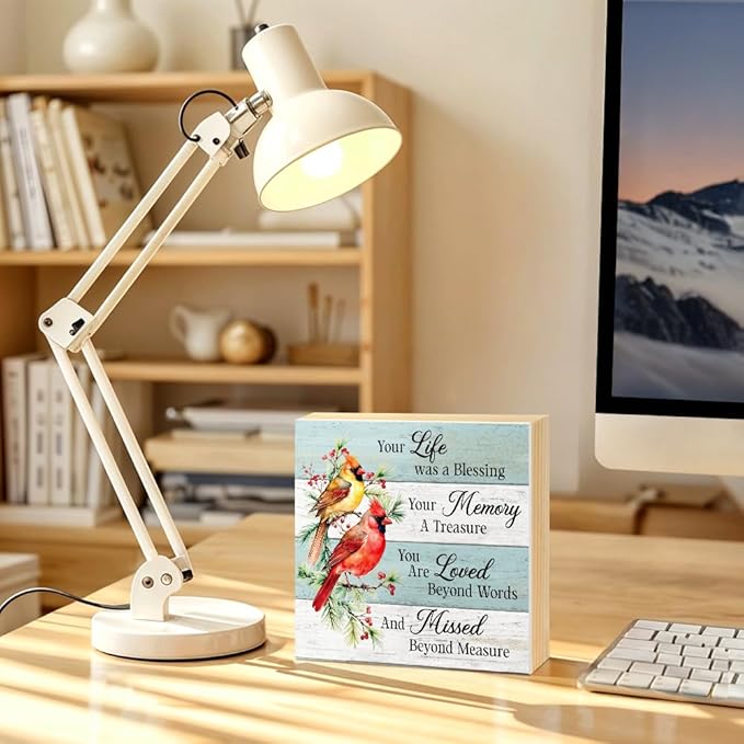 Your Life Was A Blessing Wood Block Plaque Box Sign for Home Living Room Coffee House Bar Shelf Table Office Decoration, Bird Art Decor Gifts for Women Mom Wife Sister Hostess Family Friends