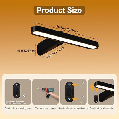 Picture Lights for Wall Battery Operated 4800mAh, 10inch Rechargeable Display Light with Remote/Rotatable, Dimmable/3CCT LED Art Cordless Lamp for Painting/Gallery Artwork/Portraits/Frame/Poster 2Pack