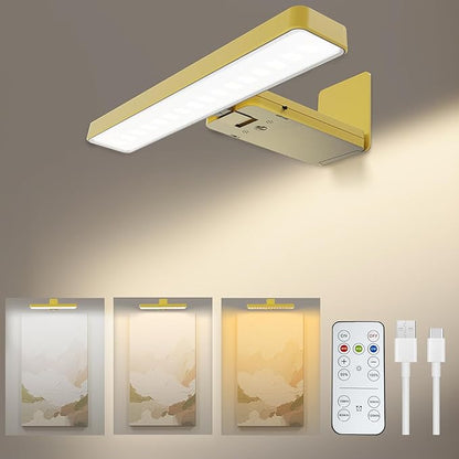 MIOBLUE Rechargeable Picture Light with Remote, Wireless Battery Wall Light for Paintings, 3 Colors Paintings Light Dimmable and Timer Art for Display, Wall, Artwork, Gallery