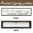Coffee Wooden Box Sign, Country Farmhouse Decor for Home Kitchen, Coffee Station Wall Decors, Desktop Decor, Coffees Addict Gift, Life Happens Coffee Helps Sign, 17.8x4x1.2 inches