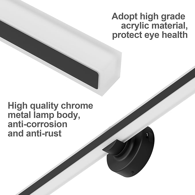 Modern Black Vanity Light, 39.37 inch 5 Colors Wall Sconce Dimmable, LED Bathroom Light Fixtures for Mirror