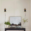 Modern Plug-in Wall Sconces - Adjustable Reading Light with Real Wood Accent, Matte Black Wall Lamp for Bedroom, Living Room, Apartment, Home Office