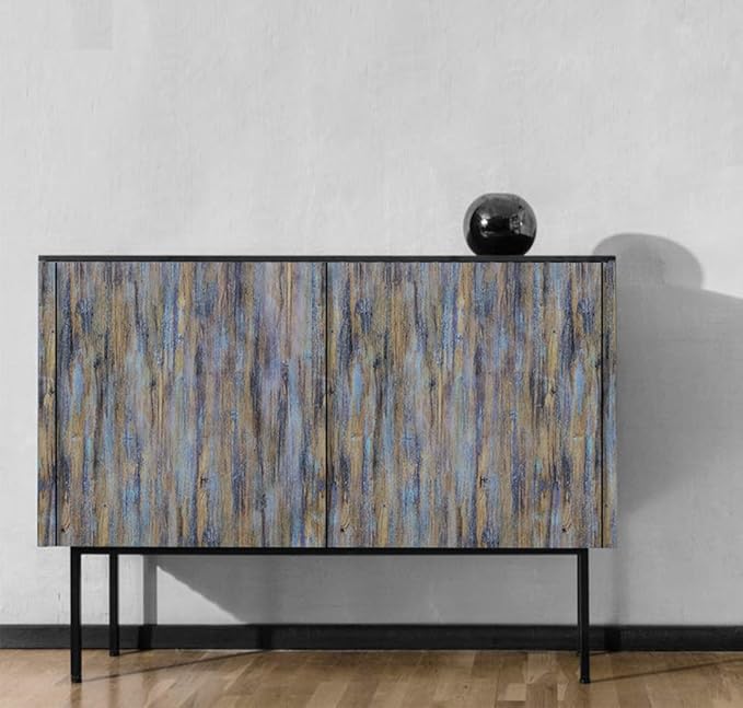 CiCiwind Purple Blue Wood Peel and Stick Wallpaper - Faux Wood Wallpaper Decorative Vinyl Film - Shelf Drawer Roll 118'x17.7'