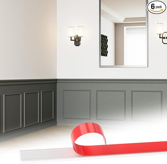 Accent Wall Molding Kit Premade Wainscoting Panels Wall Molding Peel and Stick Panel White Pre Cut Trim for Walls Picture Frame Molding for Home Decoration(6 Set,20 x 20 Inch)