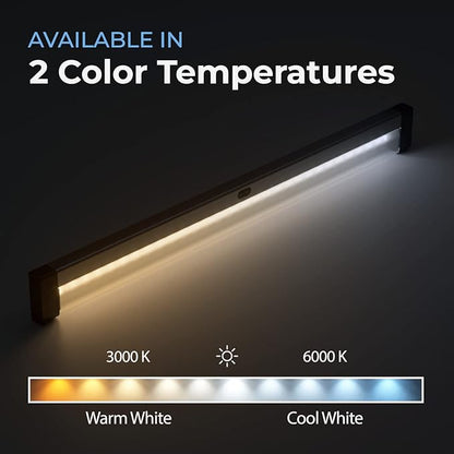 EShine Hand Wave Activated Under Cabinet LED Lighting Kit, Dimmable, 1-Pack 40 in - Touchless Dimming Control, Black Under Counter Lights for Kitchen, Garage, Office, Shelf - Warm White (3000K)