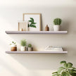 Floating Shelves 24 Inches Long, Set of 2 Solid Rustic Wood Wall Mounted Shelves, Wall Picture Ledge Shelf with Invisible Metal Brackets for Living Room, Bedroom, Bathroom, White