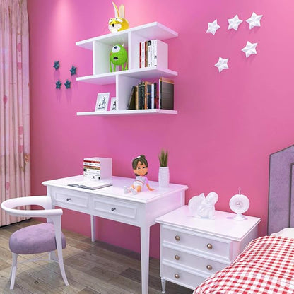 LACHEERY Pink Contact Paper 12"x160" Solid Textured Wallpaper Stick and Peel Pink Wall Paper Roll Peel and Stick Wallpaper Decorative Self Adhesive Vinyl Paper for Girls Bedroom Dresser Drawer Liners