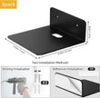 Small Wall Shelves Set of 3, 5 Inch Metal Display Ledges for Small Models, Funkos, Collectibles, Little Statues, Adhesive Floating Shelves for Bathroom, Living Room, Bedroom (Black)