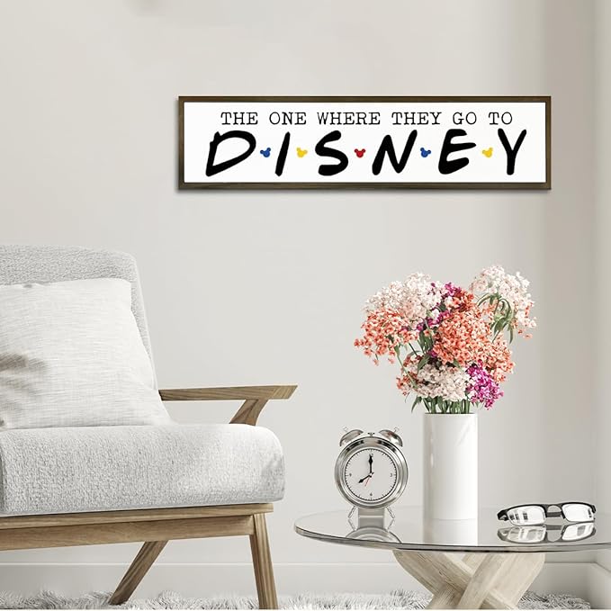 Cute Decor Signs, Rustic Farmhouse Wood Wall Decoration for Home Bedroom Living Room, Wooden Tabletop Decor Sign, Disney Decor Signs, The One Where They Go To Disney Sign