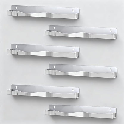 Nail Polish Wall Rack Mirror Silver Acrylic Floating Shelves 15 Inch 6 Pack Kids Bookshelf Tattoo Ink Essential Oils Figurine Display Shelf Spice Rack for Salons Retailers Home