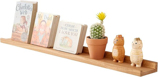 Floating Shelf for Wall Natural Oak Wood Wall Shelves 36 inches, Display Picture Ledge Shelf for Bedroom Living Room Bathroom Office Kitchen Storage Shelves