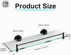Glass Bathroom Shelves,Matte Black Floating Shelves for Wall Rectangular Modern Stainless Steel Glass Shelf for Bathroom Shelves Wall Mounted 16 Inch