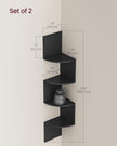 VASAGLE Set of 2, Corner Shelves Wall Mount, 4-Tier Floating Corner Bookshelves, Plant Shelves for Bedroom, Living Room, Bathroom, Home Office, Ink Black