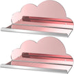 NiHome 2-Pack Rose Gold Mirror Finish Cloud-Shaped Acrylic Floating Shelves - Stylish Wall Decor for Bedrooms, Bathroom Vanity & More - Versatile Mirrored Shelves for Decorative Display and Storage