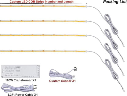 DIY Under Cabinet Lighting Kit, 5ft Dimmable Under Cabinet Lights, 380 LEDs, LED Strip Lights kit for Cupboards, Closets, Stairs, Shelf, Desk Cool White