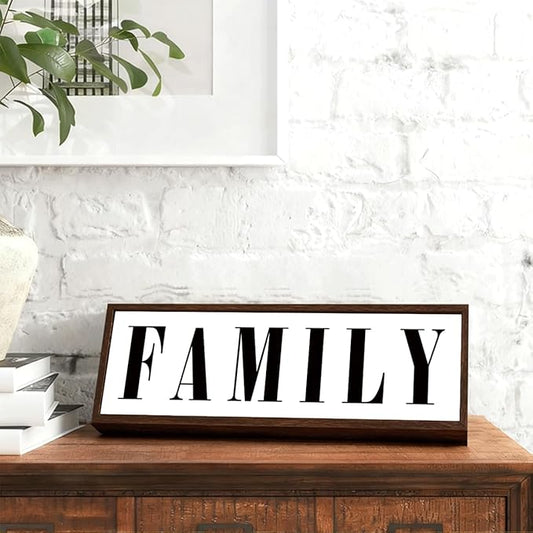 Family Sign, Decorative Framed Wooden Box Sign, Modern Farmhouse Home Decor, Living Room Decors, Kitchen Decor Art, Shelf Counter Tabletop Decoration, Housewarming Gift