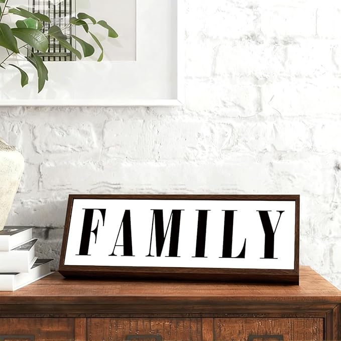 Family Sign, Decorative Framed Wooden Box Sign, Modern Farmhouse Home Decor, Living Room Decors, Kitchen Decor Art, Shelf Counter Tabletop Decoration, Housewarming Gift