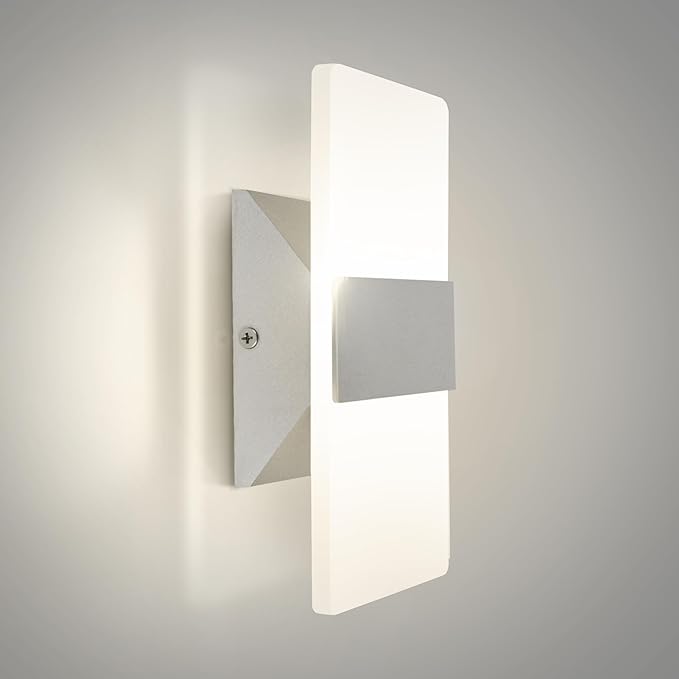 ASD LED Indoor Wall Mount Light Fixture - 8 Inch 10W Modern Interior Brushed Nickel Dimmable Wall Sconce Light - ETL 2700K-5000K Adjustable - Hallway, Bedroom LED Wall Lights