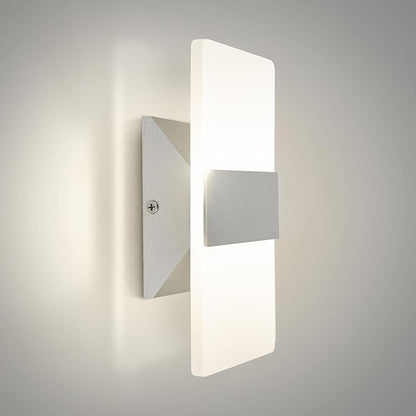 ASD LED Indoor Wall Mount Light Fixture - 8 Inch 10W Modern Interior Brushed Nickel Dimmable Wall Sconce Light - ETL 2700K-5000K Adjustable - Hallway, Bedroom LED Wall Lights
