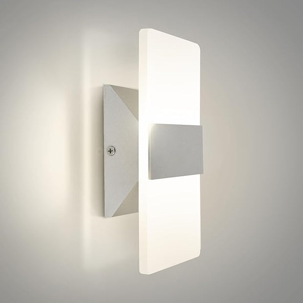 ASD LED Indoor Wall Mount Light Fixture - 8 Inch 10W Modern Interior Brushed Nickel Dimmable Wall Sconce Light - ETL 2700K-5000K Adjustable - Hallway, Bedroom LED Wall Lights