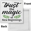 Inspirational Desk Decor New Beginnings Gift for Women Men, Rustic Trust the Magic of New Beginnings Wooden Sign Decorations for Home Office Desk Shelf Table 5 x 5 Inches