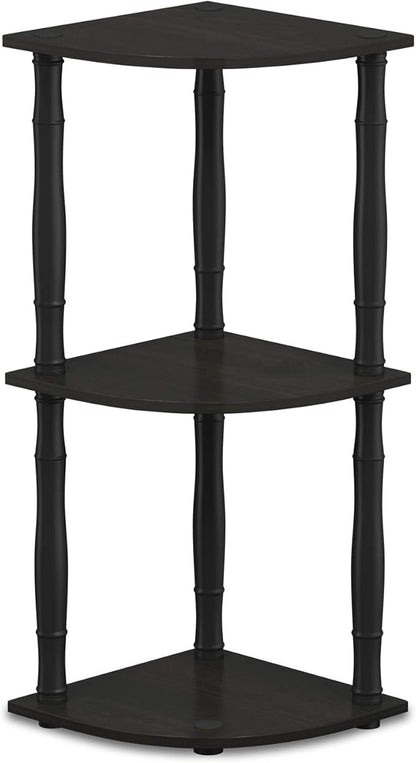Furinno Turn-N-Tube 3-Tier Corner Display Rack Multipurpose Shelving Unit with Classic Tube, Espresso/Black