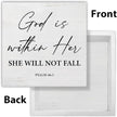 Christian Desk Decor Bible Verses Religious Gifts for Women Her, Inspirational God Is Within Her Psalm 46:5 Wooden Sign Farmhouse Christian Decorations for Home Office Desk Shelf Table