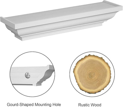 Alsonerbay Floating Shelves - White Rustic Wall Shelves, 2 Pack (17 Inch) for Bedroom, Living Room, Bathroom