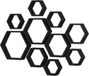 WONFUlity Hexagon Floating Shelves Honeycomb Wall Mounted Wood Farmhouse Storage for Bathroom, Kitchen, Bedroom, Living Room - Driftwood Finish Wall Decor, Black
