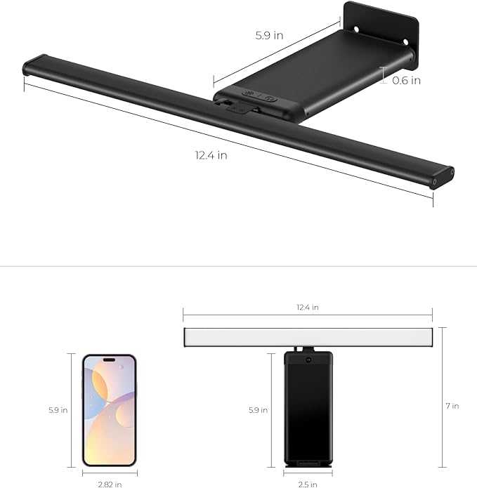 Picture Light for Wall Rechargeable Art Light with Remote, 3 Colors & 5 Brightness Levels, 12000mAh Battery Operated Lights for Pictures, Gallery, Bedroom, Hallway, Frame, Living Room (Black,1 Pack)