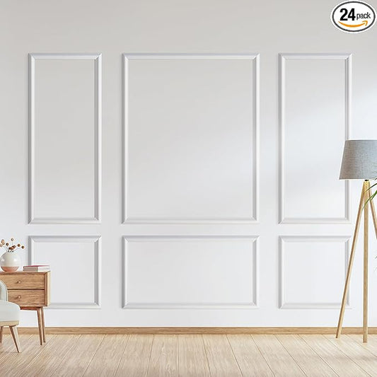 Peel and Stick Wall Molding Kit, Accent Wall Panels for Interior Wall Decor with Double-Sided Tape, 3 Set Pre-Cut PS Wainscoting Panels (50 * 40 in)