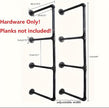 Industrial Wall Mounted Iron Floating Pipe Shelves/Shelving/Racks/Storage/Bookcases/Brackets, DIY Open Bookshelves/Shelving for Kitchen/Office, Retro Black,(4-Tier Shelf Brackets,Not Include Planks)
