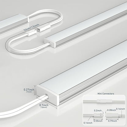 Under Cabinet Lighting Plug In. 3 PCS 12 Inches Likable Ultra Thin Bright Light Bars. Dimmable 14W LED Kit for Kitchen Under Cabinets Countertop Workbench Counter Shelf Closets Daylight 5000K