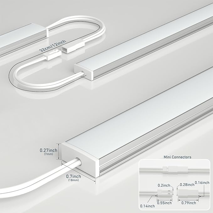 Under Cabinet Lighting Plug in. 3 PCS 12 Inches Likable Slim Bright Light Bars. Dimmable 14W Under Cabinet Lights for Kitchen Over Counter Coffee Station Shelf Closets Warm White 3000K