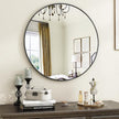 VooBang Black Round Bathroom Mirror, 20 inch Circle Wall Mounted Hanging Mirror with Simple Modern Circular Metal Frame for Hallway, Entryway, Living Room, Black Frame