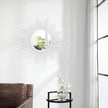 Sunburst Spoked White Large Wall Mirror Boho Home Circle Art Mirror Modern Metal Mirror for Wall Decorative Bathroom Bedroom Vanity Hallway Balcony Living room Entryway 20