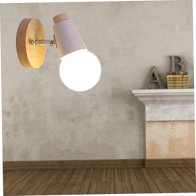 Angoily Minimalist Wall Lamp E27 Wall Sconce for Bedroom and Hallway Modern Solid Wood Design No Bulb Included for Home Decor