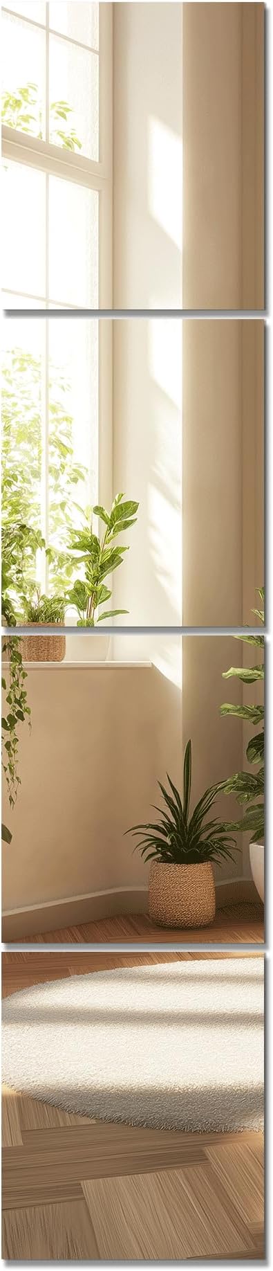 Home Gym Mirror Tiles for Wall, 14"x12"x4PCS Full Length Home Gym Workout Mirror for Garage, Bedroom, Living Room, Over The Door