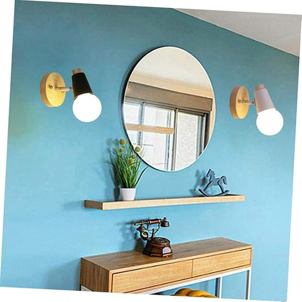 NUOBESTY Minimalist Solid Wood Wall Sconce Light Fixture Modern Black Design for Bedroom Bathroom Loft Decor No Light Bulb Included