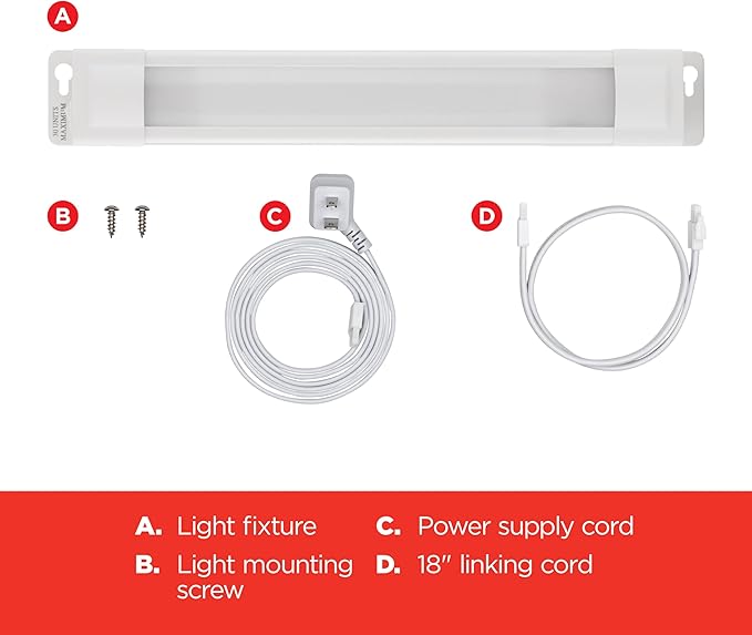 UltraPro 12 inch Plug-in Linkable Under Cabinet Lights, High/Low/Off, Warm White Light (2700K), LED Under Cabinet Lighting, Under Counter Lights for Kitchen, 44105