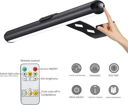 Rechargeable Picture Lights with Remote, Battery Operated LED Painting Light, Dimmable/Timer Off Dartboard, 13 Inch Full Metal Art Display Light for Picture Artwork Gallery